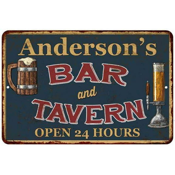 Anderson's Green Bar & Tavern Rustic Sign 8 x 12 High Gloss Metal 208120047953