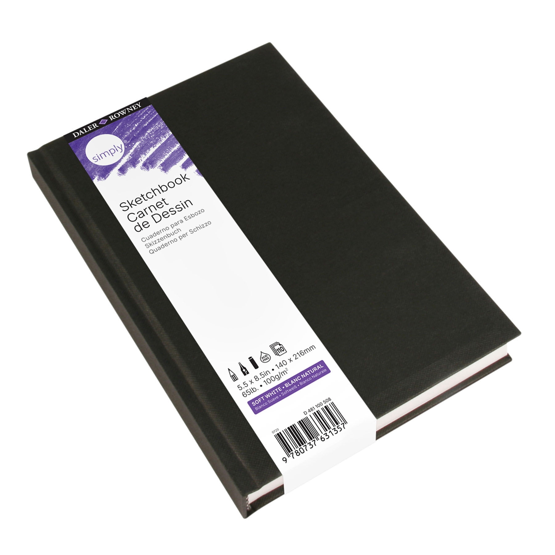 Daler-Rowney Simply... Sketchbook, Soft White, Hardbound, 110 Sheet, 5.5x8.5 inch, Pack of 3