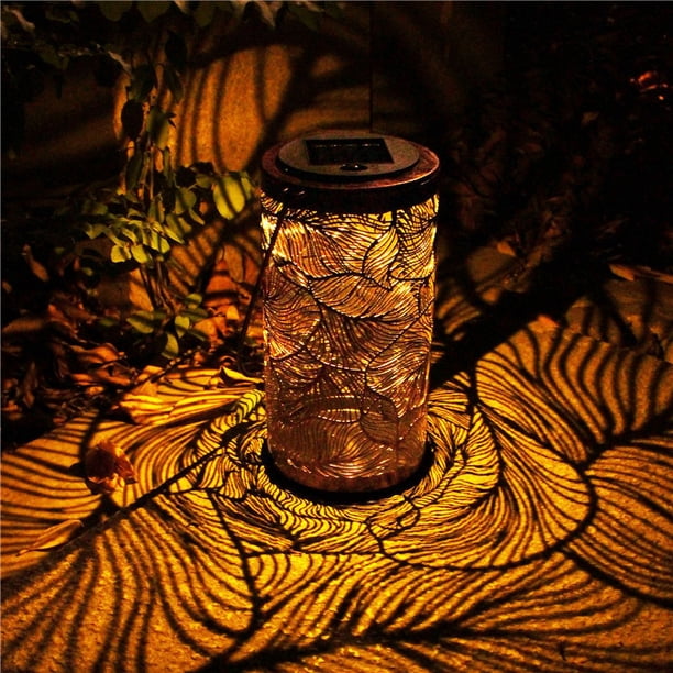 Linterna solar Led, lámpara de árbol, patio exterior, lámpara de paisaje, decoración, lámpara colgante de hierro hueco