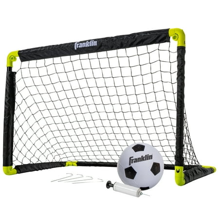 Franklin Sports Kids Mini Soccer Goal Set - Backyard/Indoor Mini Net + Ball Set with Pump - Portable Folding Youth Goal Set - Black + Yellow - 36  x 24