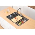 thumbnail image 2 of 33 Inch Drop In & Undermount Kitchen Sink, Single Bowl Stainless Steel Kitchen Sink, Deep Basin Rust Resistant Farmhouse Sink with Noise Canceling Technology Black, 2 of 9
