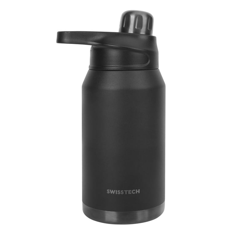 Swiss Tech Flasche Black 20oz Magnetic Cap Water Bottle, Triple