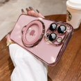 thumbnail image 3 of Transparent Plating Luxury Standing Holder Magnetic Case For iPhone 15 Plus 14 13 12 11 Pro Max For Magsafe Ring Bracket Cover, 3 of 5
