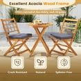 thumbnail image 5 of Aimee Lii 3 Pieces Acacia Wood Patio Bistro Set with Cushions, Modern Patio Furniture for Outdoor Backyard Pool Deck-Gray, 5 of 10