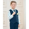 thumbnail image 3 of SANMIO Toddler Boy Suits Dress Clothes Formal Slim Fit Suit Set 6 Piece Tuxedo Gentleman Wedding Outfit Dresswear Vest Set, 3 of 7