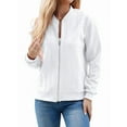 thumbnail image 2 of Women'S Zip Up Cardigan Sweater Hoodies Long Sleeve Jacket Outfits Crewneck Casual Coat White S, 2 of 9