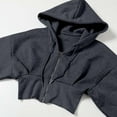 thumbnail image 6 of SGMVNU Women's Hoodies Casual Zip up Hoodies Cropped Cardigan Jacket Drawstring Hooded Sweatshirts Casual Long Sleeve Top Winter Clothes 2025(Dark Gray, Size S), 6 of 9
