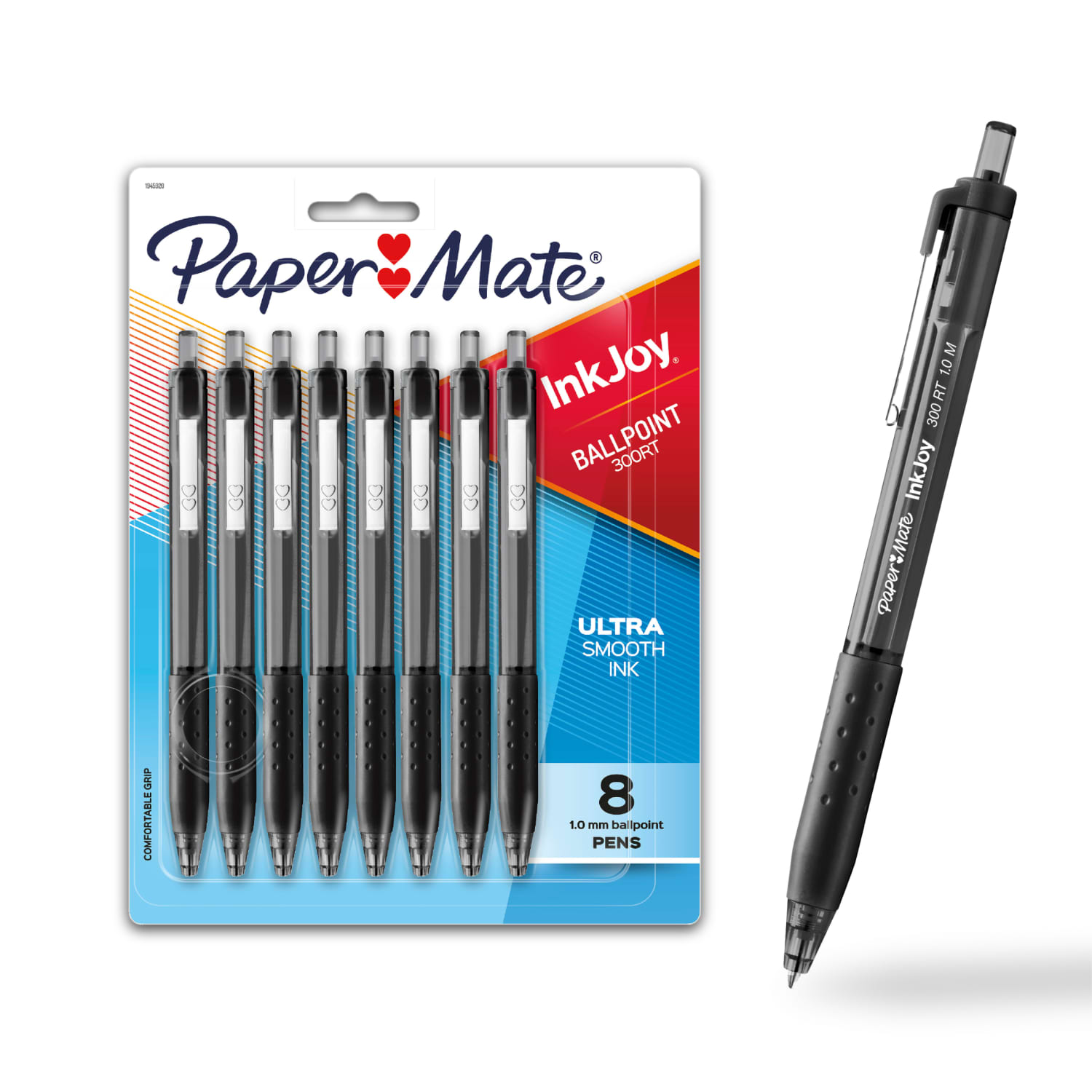 Paper Mate InkJoy 300RT Retractable Ballpoint Pens, Medium Point (1.0 mm), Black, 8 Count