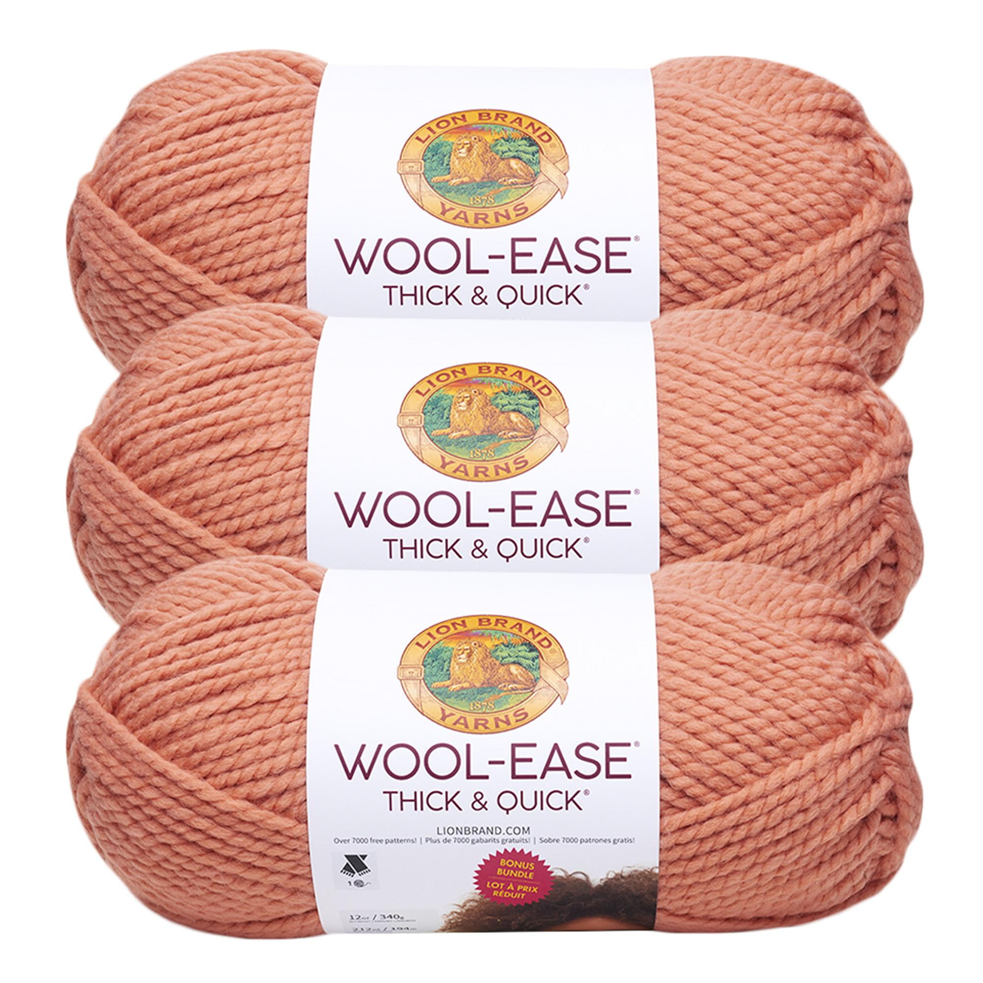 Lion Brand Yarn WoolEase Thick and Quick Bonus Bundle Clay Classic