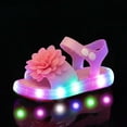 thumbnail image 6 of FINALGANG Kids Girls Adjustable Hook And Loop Flower Cherry Rhinestone Light Up Sandals Transparent LED Thick Sole Summer Glowing Casual Sandals Stylish Shoes 5-5.5 Years, 6 of 9