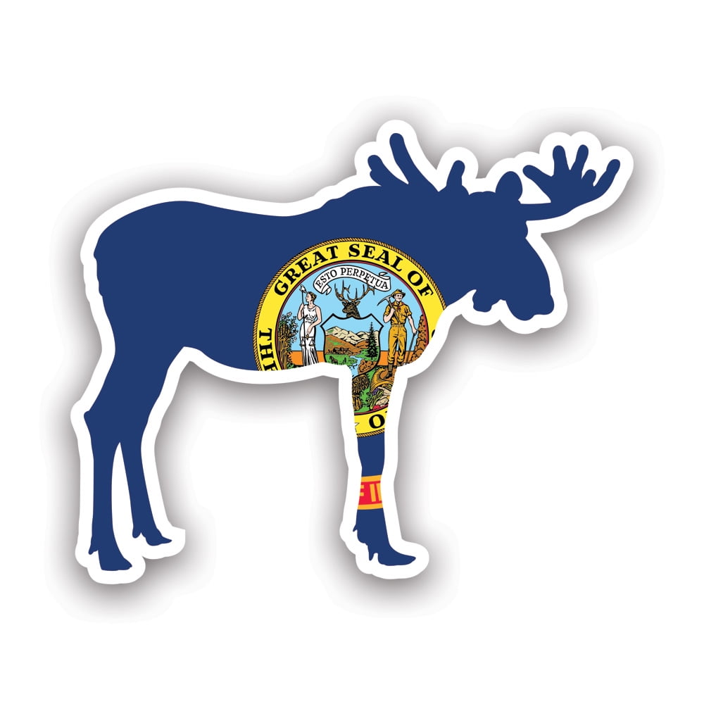 Idaho Moose Shaped Flag Sticker Decal Self Adhesive Vinyl