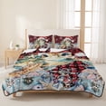 thumbnail image 3 of Quilts Queen Size Bedding Set, Christmas Sea Turtle Lightweight Quilted Comforter, Winter Snowflakes Coastal Red Black Soft Reversible Bedspread Coverlet with Pillow Covers for All Season, 90" x 96", 3 of 9