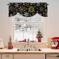 thumbnail image 2 of Winter Yellow Snowflake Tie Up Valances Curtain, Christmas White Snowflake Black Adjustable Rod Pocket Short Window Treatment Tie Up Curtains Valances for Kitchen Living Room Bathroom 54x18 Inches, 2 of 9