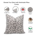 thumbnail image 3 of Fabdivine Block Print Throw Pillow Cover, 26x26 Inch Duck Canvas Decorative Cushion Cover, Floral Print Boho Design Grey Pillow Cover for Sofa and Couch, 3 of 5