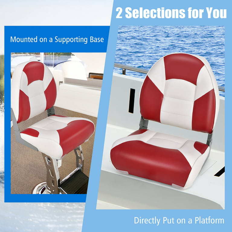 Costway Low Back Boat Seat Folding Fishing chair Thickened High-density  Sponge Padding Red 