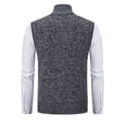 thumbnail image 4 of Manxivoo Sweater Vest Men's Vest Men's Vest Work Daily Leisure Thickened Stand Collar Zipper Sleeveless Sweater Vest Vest for Men Grey1 XL, 4 of 7