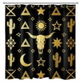 thumbnail image 4 of HVEST Black Western Shower Curtain with Boho Cactus and Bull Skull Design - Geometric Pattern Bathroom Decor, Waterproof Polyester Fabric, Includes 12 Hooks, 72x72 Inches, 4 of 8