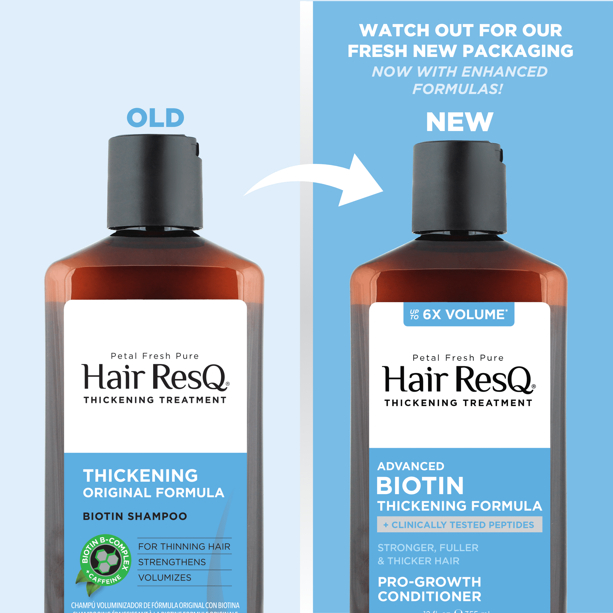 (6 pack) Petal Fresh Hair ResQ Thickening Conditioner, Advanced Biotin Pro-Growth Formula for All Hair Types, 12 fl oz