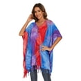 thumbnail image 3 of Beautybatik Multicoloured Women Boho Hippie Tie Dye Plus Size Tunic Blouse Kaftan Top 4x, 3 of 6