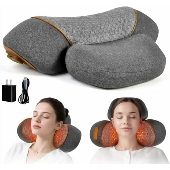 3- in -1 Rechargeable Neck Massage Pillow - Neck Massager, Relieves Deep Tissue Pain in The Neck, Has Massage Heating and Traction Functions, Camel Hump Corrector$$Bedding