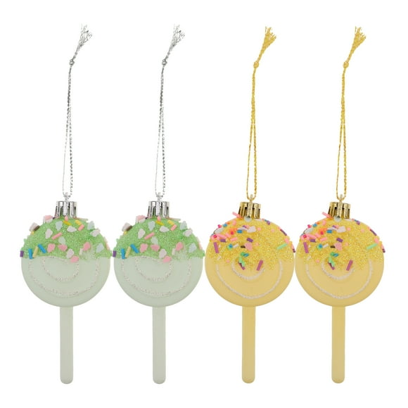 KAKOWELY 4 adornos navideños de piruleta con temática de dulces para fiestas navideñas, adornos colgantes festivos para una decoración caprichosa del árbol de Navidad.