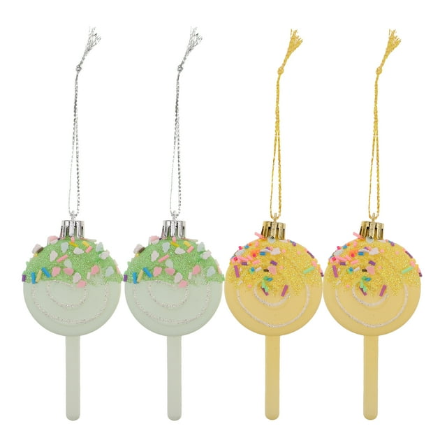 KAKOWELY 4 adornos navideños de piruleta con temática de dulces para fiestas navideñas, adornos colgantes festivos para una decoración caprichosa del árbol de Navidad.