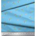 thumbnail image 3 of Soimoi Blue Modal Satin Fabric Leaves & Periwinkle Floral Printed Fabric 1 Yard 42 Inch Wide, 3 of 3