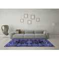 thumbnail image 3 of Ahgly Company Machine Washable Indoor Round Medallion Blue Traditional Area Rugs, 6' Round, 3 of 4