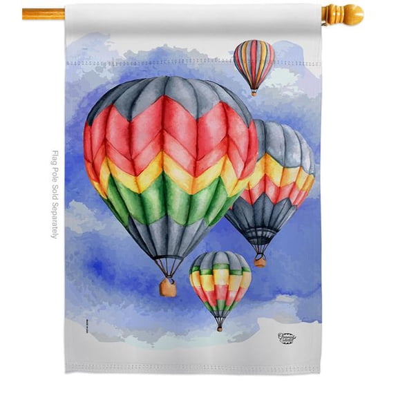 Ornament Collection H192198-BO Summer Hot Air Balloon Summertime 28 x 40 in. Double-Sided Decorative Vertical House Flags for Decoration Banner Garden Yard Gift