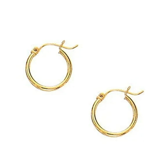 JewelStop 10k Yellow Gold Hoop Earrings - 2x15mm, (3/32" x 13/16 Inches)