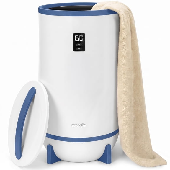 SereneLife Towel Warmer Bucket Style – Portable Large Capacity Towel & Blanket Heater with Customizable Fragrance, One-Touch Control & Auto Shut-Off for Spa and Bathroom
