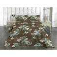 thumbnail image 2 of Ambesonne Floral Vintage Quilted Coverlet 3 Pcs, Leafy Flowers Print, Queen Size, Taupe Almond Green, 2 of 4