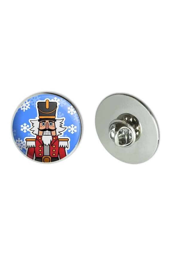 Grinning Nutcracker Soldier with Snowflakes Metal 1.1" Tie Tack Hat Lapel Pin Pinback
