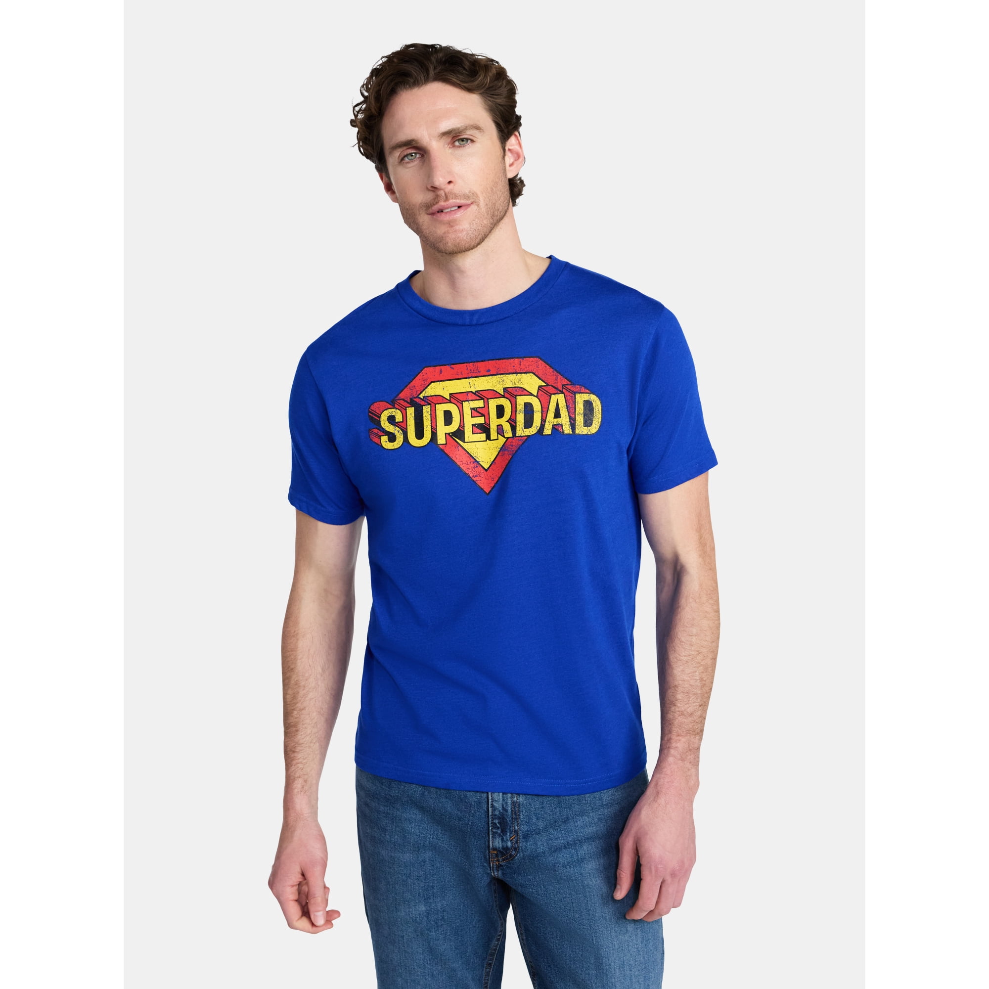 Way to Celebrate Father's Day Super Dad Sketch Graphic Tee for Men, Sizes XS-5XL