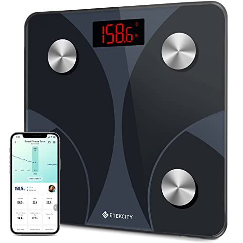 Báscula digital inteligente para baño, báscula para peso y grasa corporal, sincronización con Bluetooth, monitor de salud, 25.9 x 25.9 cm, color Etekcity NA