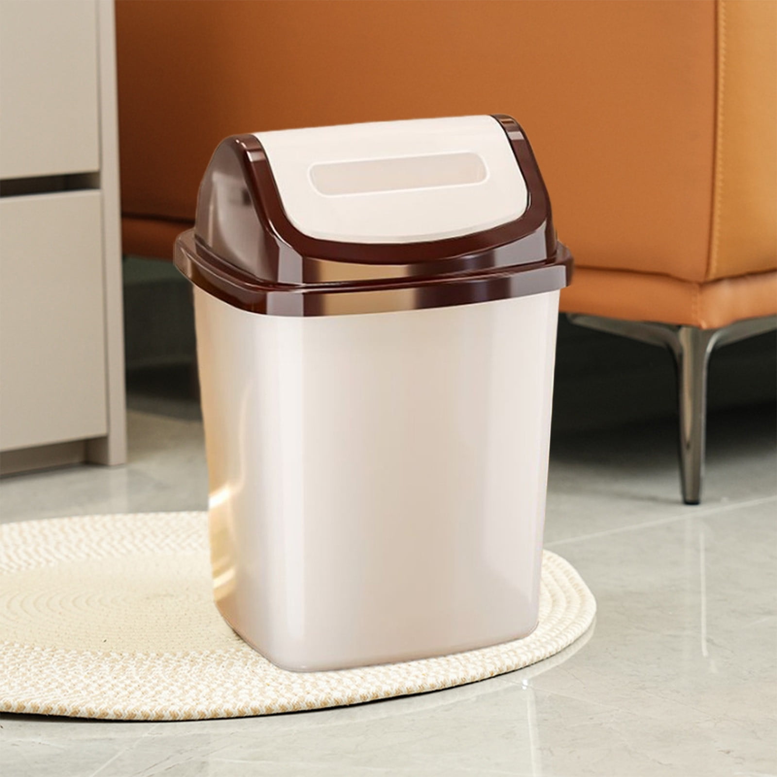 Staron under $5 Small Bathroom Trash Can with Press Lid, Plastic Wastebasket Garbage Bin for Bedroom Living Room