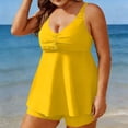 thumbnail image 6 of Amzcrzy Plus Size Swimsuit for Women Trendy V Neck Sleeveless Top and High Waisted Shorts Womens Bathing Suits Modest Solid Color Two Piece Swimsuit Tummy Control Beach Tankinis Swimwear 2XL, 6 of 6
