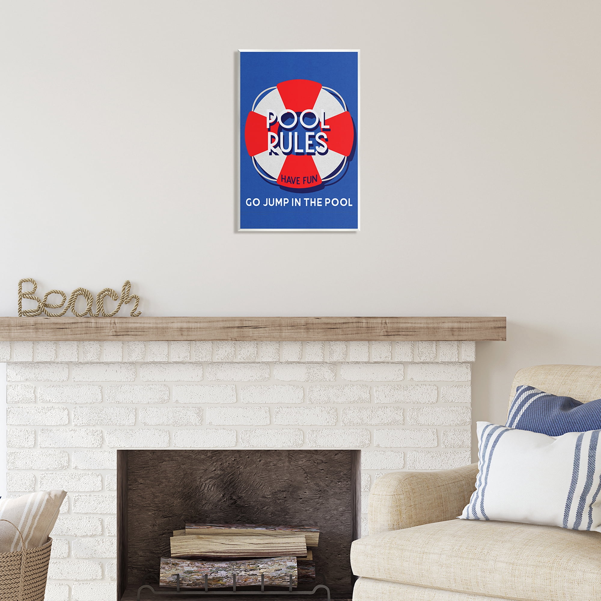 Stupell Industries Pool Rules Nautical Phrase Nature Painting Unframed Art Print Wall Art, 13 x 19