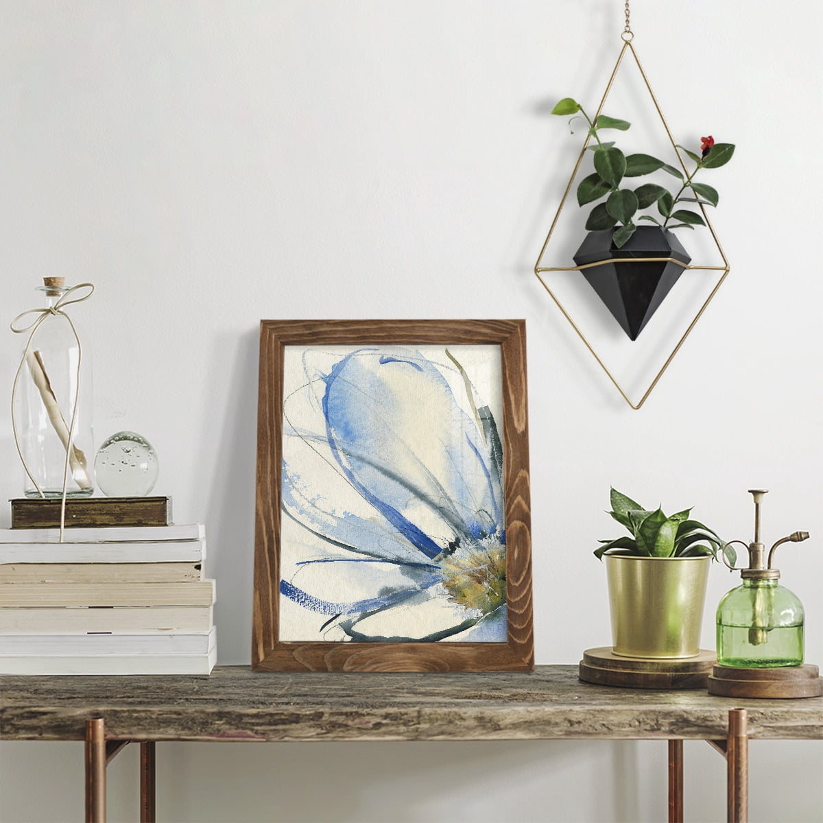 Cobalt & Paynes Petals I - Framed Print w/glass - Walnut
