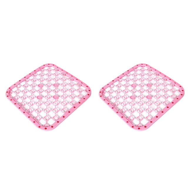2 Pcs Kitchen Sink Debris Filter Mat Multifunction Square Insulation Pad Table Placemat Washing Holder Dish Drainer (Pink)