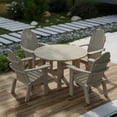 thumbnail image 3 of Wildridge Classic 5-Piece 46" Round Dining Set with Deck Chairs, Weathered Wood - Outdoor Weather Resistant Recycled Plastic Furniture for Patio, 3 of 6