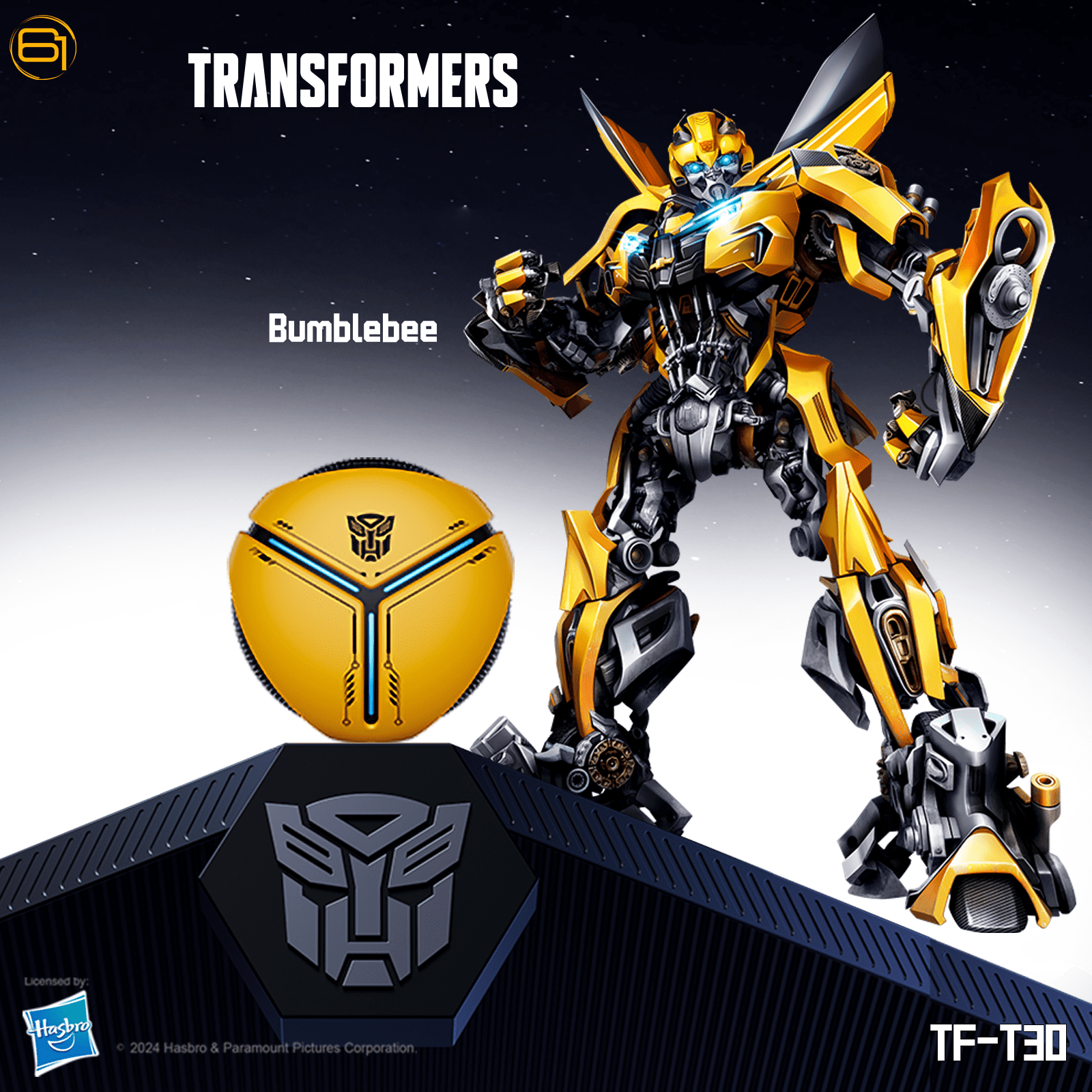 Transformers TF-T30 Bluetooth TWS Wireless Earbuds with Energy Core Design Passive Noise Cancelling Semi-In-Ear Cool HiFi HD Calling Music Game Modes Low Latency Sports Earphones – Yellow Bumblebee