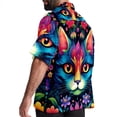 thumbnail image 3 of Cat Men's Short Sleeve Beach Shirts Button Down Poplin Casual Printed Summer Unisex, 3 of 6