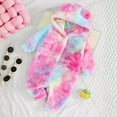 Baby Bear Fleece Jumpsuit Infant Onesie TieDying Long Sleeve Hooded