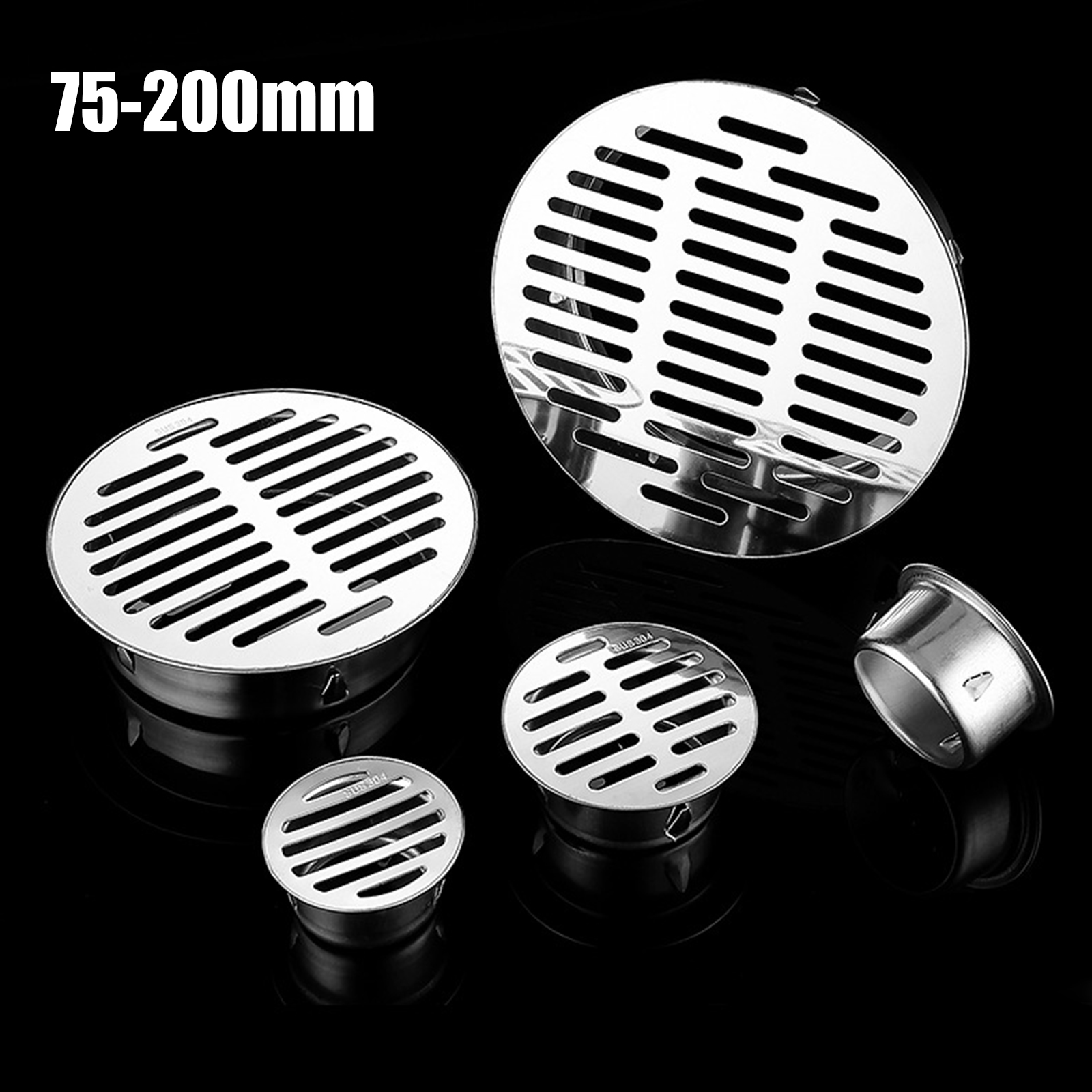 Shower Floor Drain,1Pcs 75 200mm Thick Stainless Steel AntiOdor Round Floor Drain Waste Drain