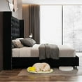 thumbnail image 6 of VanAcc Queen Bed Frame Upholstered Bed Wingback Headboard Velvet Tufted Diamond Button/No Box Spring Needed/Easy Assembly/Black, 6 of 8