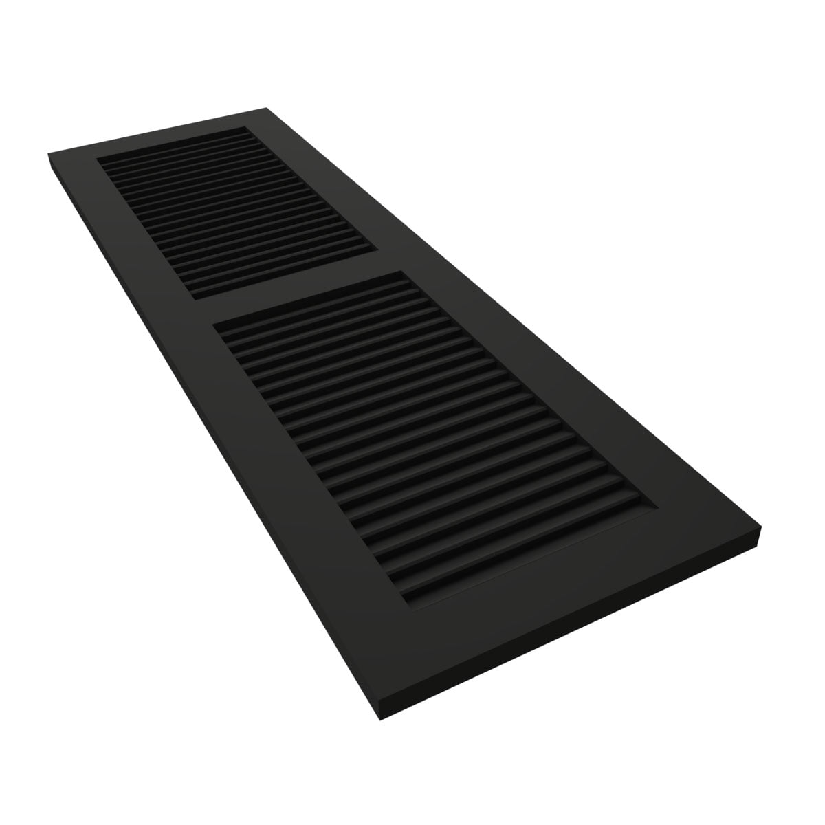 Ekena Millwork 15"W x 52"H True Fit PVC Two Equal Louver Shutters, Black (Per Pair - Hardware Not Included)