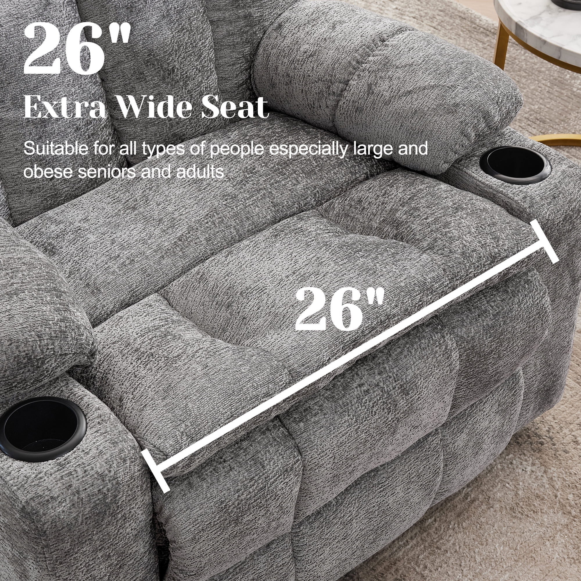 Korser Oversized Dual Motor Power Lift Recliner for Elderly with Adjustable Headrest,Massage Recliner Chair with USB Ports & Type C Electric Lift Chair with Storebox Cupholder for Living Room,Grey