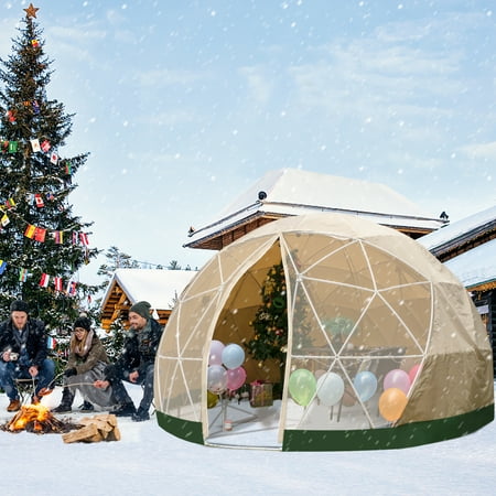 VEVORbrand Dome Igloo Bubble Tent 12 x7  Igloo Tent Dome Polyester & Mesh Garden Dome Tent with Extra LED String Light 8-10 Person Use Patio Dome Igloo for Planting Outdoor Party Backyard