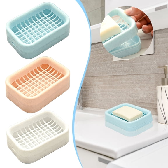Double Deck Water Draining Soap Dish Bathroom Soap Holder Case with Drainage for Showers and Sinks
